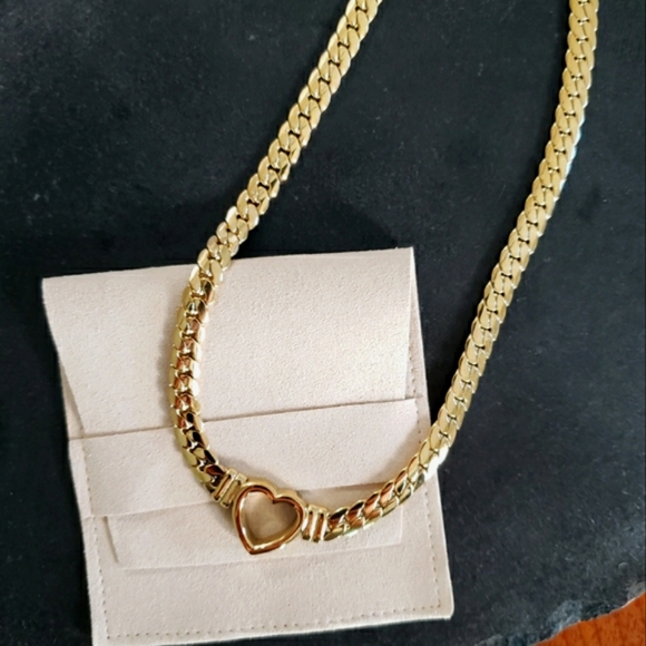 NEW Waterproof 18K Gold Plated Hollow Heart Snake Chain Necklace - Picture 6 of 11